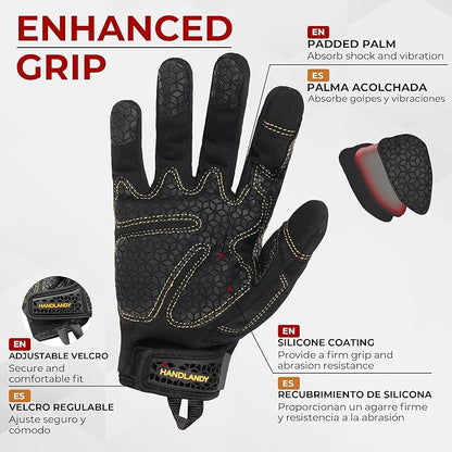 HANDLANDY Work Gloves for Men & Women, Utility Mechanic Working Gloves Touch Screen, Flexible Gardening Gloves for Yard