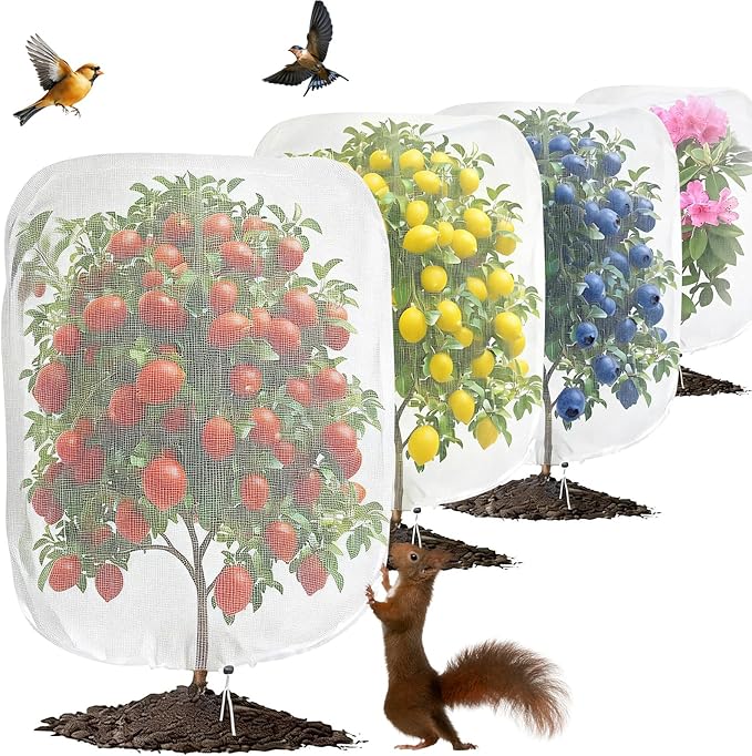 2 Pack Large Plant Covers 4.9x6.6 ft, Reusable Garden Netting for Vegetables, Mesh Barrier Protect Tomatoes & Fruit Trees from Birds, Bugs, Deer