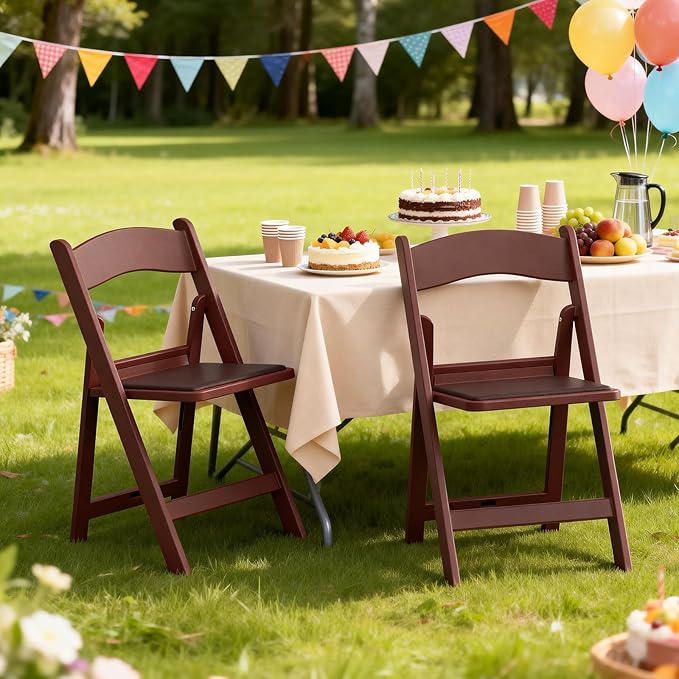 Nazhura Garden and Patio Folding Chair Set of 4 for Event and Wedding, Lightweight with Padded Seat, Water-Proof, Double Braced Frame, Non-Slip Feet, 900LB Capacity (Brown)