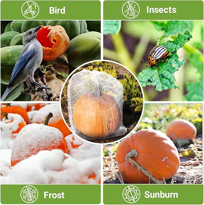 Mesh Fruit Tree Bags, 20 Pack 27 x 19 inch Plants Protection Netting Bags with Drawstring, Insect Bird Bug Barrier Net Cover for Garden Flower Bananas Vegetables Fruits Tree Shrub
