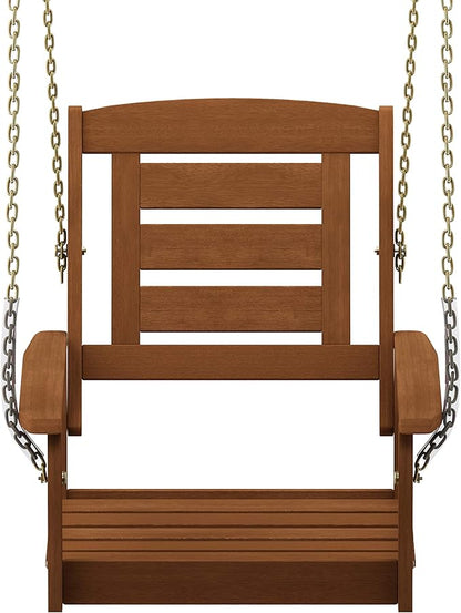 Furinno Tioman Hardwood Patio / Garden / Outdoor 2ft Porch Swing, 1 Seater with Hanging Chains, Natural