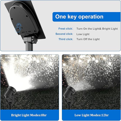 Solar Spot Lights Outdoor, Landscape Spotlights IP65 Waterproof 9.8ft Cable, Dusk to Dawn Solar Uplights for Trees Garden Yard Driveway Porch Walkway Pool (6-in-1, 6000K Cool White)