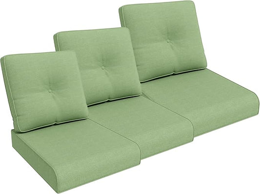Outdoor Chair Cushions Set for Patio Furniture, 22x25/22x24 Inch, Waterproof & Fade Resistant Patio Chair Cushions, Thick Patio Furniture Cushion for Chair, Sofa, and Couch (Green, 3 Set)