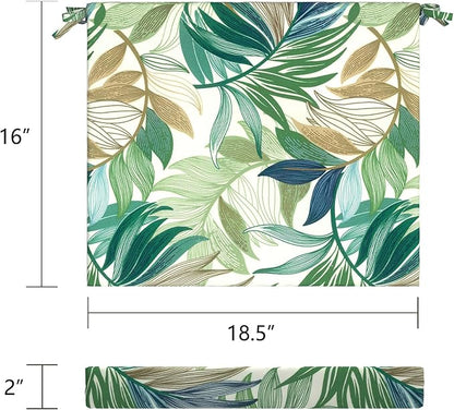 LVTXIII Outdoor Seat Cushions Seasonal Replacement Chair Cushions, Patio Chair Pads with Ties for Dining Chairs and Garden Furniture, Square Back, 18.5"x16"x2", 4 Pack, Lush Leaf Green
