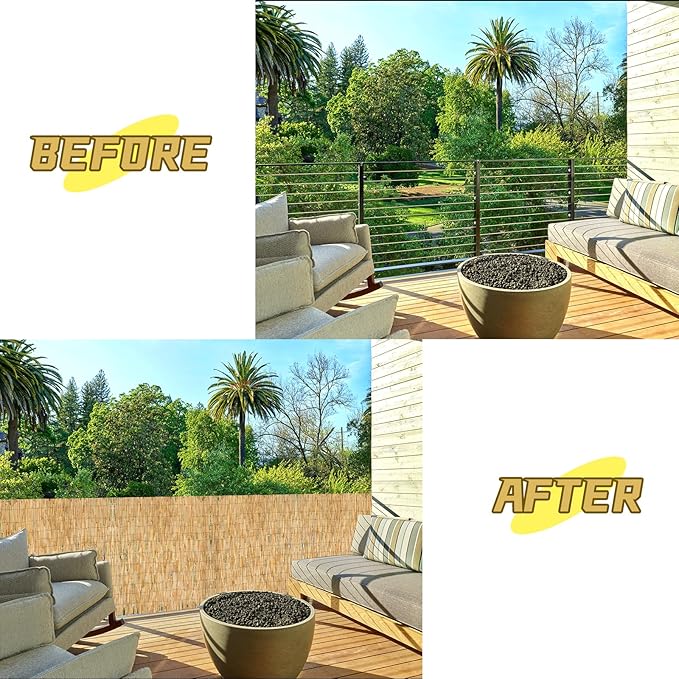 Natural Reed Fencing, Reed Screen Curtain Eco-Friendly for Garden,Balcony,Outdoor,Backyard Patio Decors Fence Rolls-4FT x 13FT （1.2m x 4m Approx）