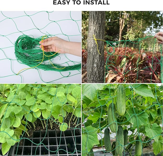 Kikhope Trellis Netting for Climbing Plant, 3 Pack 5.9x5.9 ft Heavy Duty Garden Trellis Netting for Cucumber, Vine, Tomato, Plants Trellis Net for Climbing Vine Plants Fruits & Vegetables