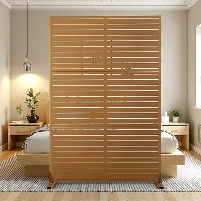Metal Privacy Screen Outdoor Privacy Screen, Freestanding Fence Panel for Outside, 72''H×47''W, Decorative Screen Panel for Backyard/Patio/Deck