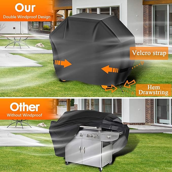 Aoretic Grill Cover, 55 inch BBQ Gas Grill Cover for Outdoor Grill, Charbroil Grill Cover Barbecue Waterproof, Anti-UV for Weber Char-Broil Monument, Dyna-glo Nexgrill Spun Polyester