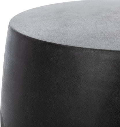SAFAVIEH Outdoor Zuri Black Modern Concrete Round Accent Table