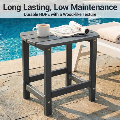 HDPE Patio Side End Table, Waterproof Outdoor Small Table for Patio, Garden, Poolside, Balcony, Deck, Porch, Backyard, Outdoor or Indoor Use, Grey