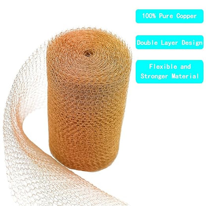 Copper Mesh - 5 Inches x 30 ft, 100% Pure Copper, Durable Fill Fabric for Hole Blocking, Flexible and Strechy, Garderning and Sealing Water Opening