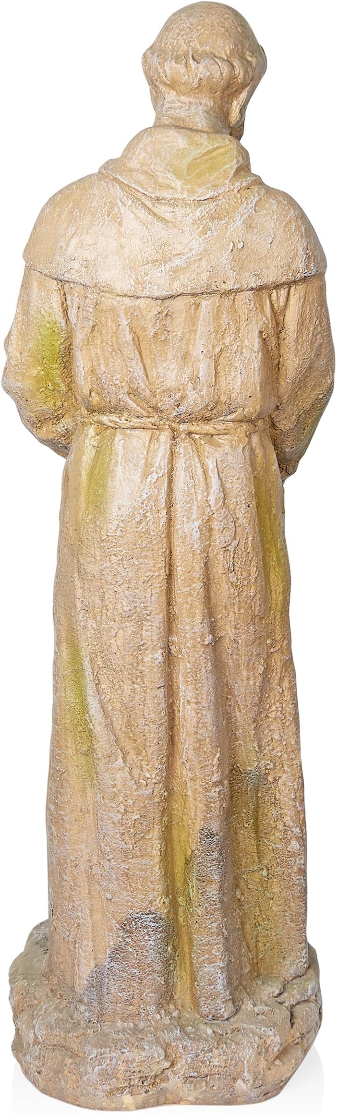Alpine Corporation QFC107-201 Old World St. Francis Statue with Bird Feeder and Mossy Finish, 45" H, Tan and Green