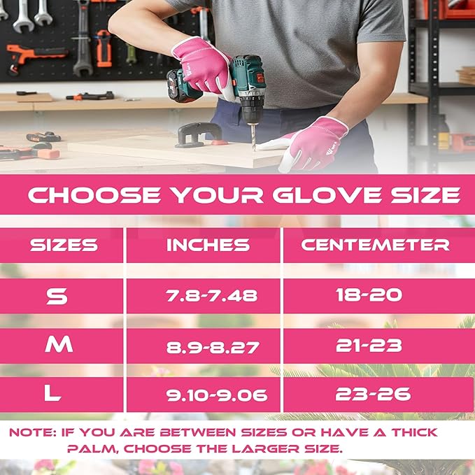 Work Gloves Gardening Breathable Rigger Palm Gardening Gloves Ladies Mens Gripper Utility Leather Thorn Proof