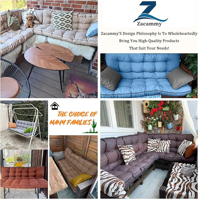 Swing Replacement Seat Cushions, 2-3 Seater Bench Cushions for Outdoor Furnitur with Backrest, Garden Recliner Seat Cushions Waterproof Sofa Pads (Spring Warmth, 63x40in)
