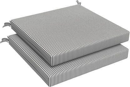 LVTXIII Outdoor Chair Cushions, Water Repellent Patio Furniture Cushions Outdoor Chair Pads with Ties for Dining Chairs and Garden Furniture, 19"x19"x2" Set of 2, Strip Grey