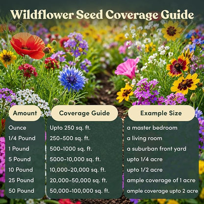 Wildflower Seed Shaker – Annual Mix by GevaGrow | 17 Variety Flower Seeds for Planting in Pots & Outdoor Gardens, Bulk 300,000+ Seeds - 1 Pound Tub