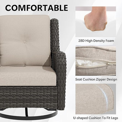 Outdoor Chair Cushions Set for Patio Furniture, 22x25/22x24 Inch, Waterproof & Fade Resistant Patio Chair Cushions, Thick Patio Furniture Cushion for Chair, Sofa, and Couch (Beige, 2 Set)