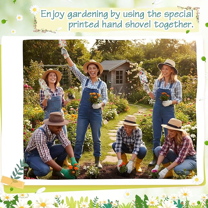 24 Pcs Floral Garden Shovels Bulk Gardening Gift for Women Heavy Duty Garden Tools Floral Hand Shovel for Mom Employees Birthday Thank You Gifts (Green Watercolor Flowers)