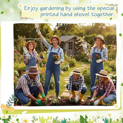 24 Pcs Floral Garden Shovels Bulk Gardening Gift for Women Heavy Duty Garden Tools Floral Hand Shovel for Mom Employees Birthday Thank You Gifts (Green Watercolor Flowers)