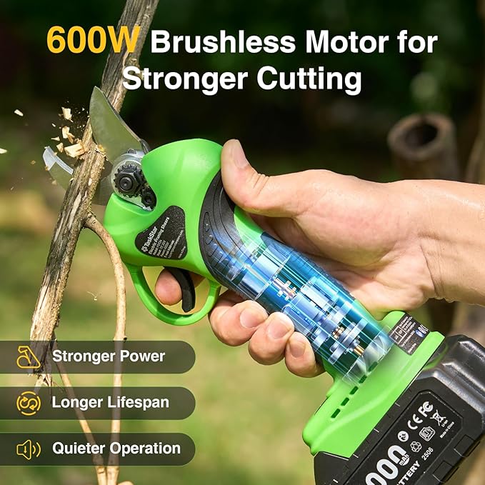 TaskStar 2-in-1 Electric Pruning Shears: 20V Cordless Pole Pruner 1.2" Cutting Diameter - 2 Pcs 4000mAh Battery, 9Ft Telescopic Pole, Extra SK5 Blade, 3 Modes Brushless Power Tree Pruner for Gardening