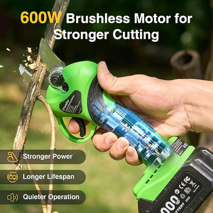 TaskStar 2-in-1 Electric Pruning Shears: 20V Cordless Pole Pruner 1.2" Cutting Diameter - 2 Pcs 4000mAh Battery, 9Ft Telescopic Pole, Extra SK5 Blade, 3 Modes Brushless Power Tree Pruner for Gardening