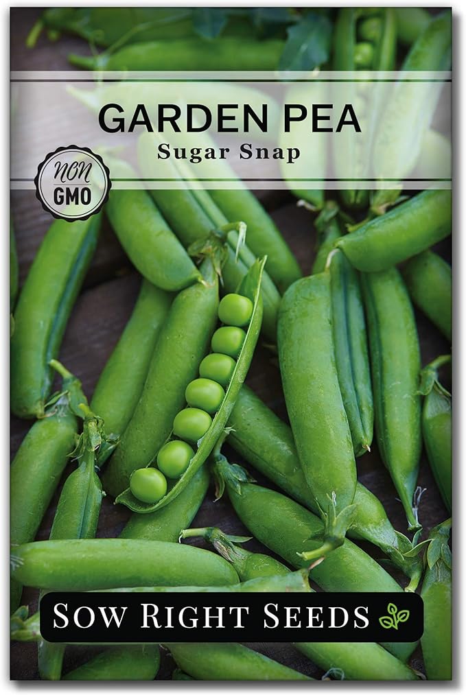 Sow Right Seeds - Sugar Snap Pea Seeds for Planting - Non-GMO Heirloom Peas to Grow in Vegetable Garden - High Yield Cool Season Crop - Packet with Instructions for Pea Plant Care (1)