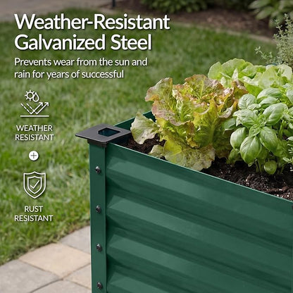 Best Choice Products 72x24x30in Non Toxic Galvanized Raised Garden Bed, Metal Elevated Planter Box, Vegetable Garden, 100% Non Toxic Materials - Dark Green