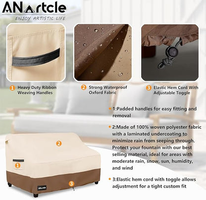 2-Seater Patio Loveseat Cover,58W x 32.5D x 31H Inches Outdoor Couch Cover,100% Waterproof Heavy Duty Patio Sofa Covers,Patio Furniture Covers,Beige&Brown