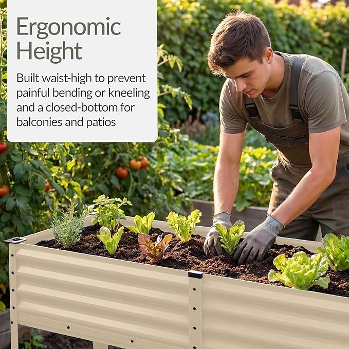Best Choice Products 72x24x30in Non Toxic Galvanized Raised Garden Bed, Metal Elevated Planter Box, Vegetable Garden, 100% Non Toxic Materials - Beige
