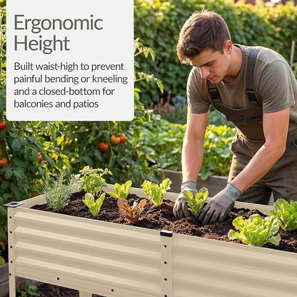 Best Choice Products 72x24x30in Non Toxic Galvanized Raised Garden Bed, Metal Elevated Planter Box, Vegetable Garden, 100% Non Toxic Materials - Beige