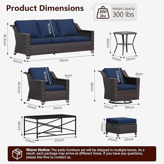 Wicker Patio Chairs Set of 2, Luxury Rattan Patio Furniture with Wide Armrest, Thickened Cushions, Outdoor Chairs for Deck, Porch Use