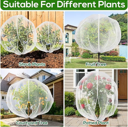 2PCS Large 7.8 x 7.8ft Fruit Tree Netting Cover with Zipper and Drawstring,Garden Insect Netting Plant Cover Transparent Bird Plant Barrier Flower Fruit Mesh Screen for Preventing Deer Squirrel Bugs