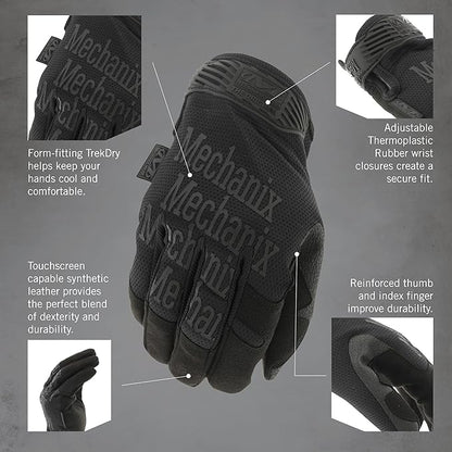 Mechanix Wear Original Tactical Glove - High Performance Anti-Slip Grip Safety Gloves - Impact Resistant & Touchscreen Capable - Small - Covert Black