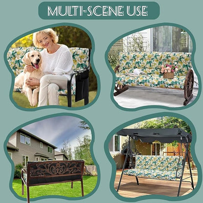 Replacement Cushions for Swing, Swing Cushions 3 Seater Replacement, Waterproof Thicken Washable Pad Cushion for Outdoor Indoor Furniture Swing Patio (Clover Green, 40x63 inch)
