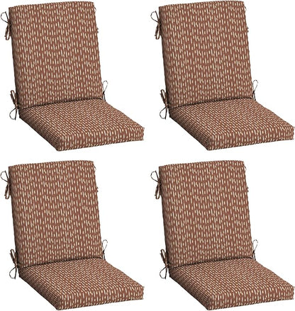 Arden 4-Pack Outdoor Patio Dining Chair Cushion, 20x44, Rain-Proof Seat Pad, Fade-Resistant Outdoor Cushion Rust Red Brushed Texture