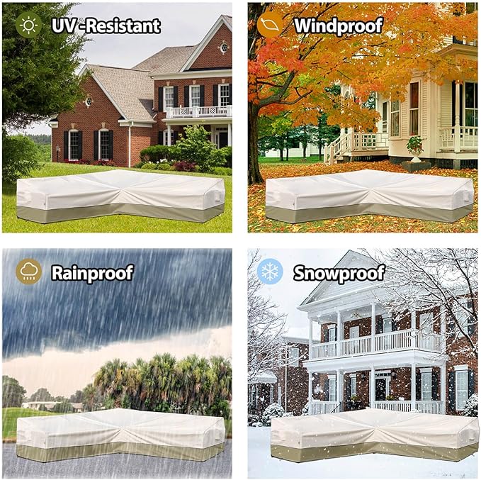 Outdoor Sectional Patio Furniture Covers - Waterproof Rip-Stop Anti-UV 600D Heavy Duty Couch Cover with 3 Air Vent - 85''L x 33.5''D x 31''H, Light Green