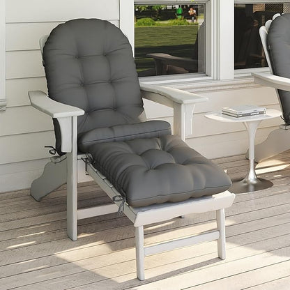 Adirondack Chair Cushion with Ottoman, Folding Adjustable Adirondack Seat Cushions, Waterproof Adirondack Patio Chair Pads for Garden, Deck, or Poolside, Small-Dark Grey-1