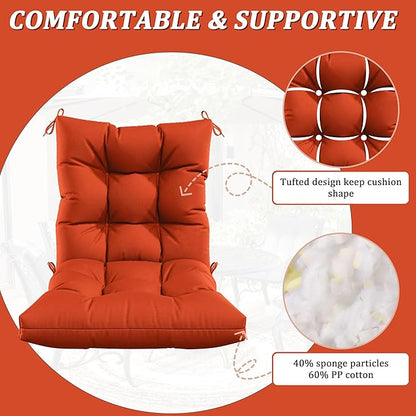 Patio Seat&Back Chair Cushions for Outdoor Furniture，Comfortable Cushions for Rocking/Dining/Lawn Chair-Set of 2
