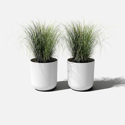 Veradek Mason Series Lima Planter - Round Planter for Indoor or Outdoor Porch/Garden | Made from Plastic-Stone Composite with Drainage Holes | Modern Décor for Succulents, Flowers, Small Plants