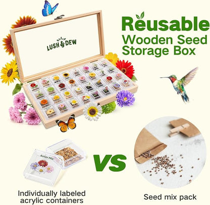 LUSH&DEW Zodiac Garden Seed Bank, 12 Varieties Non-GMO USA-Sourced Heirloom Herb Flower Seeds with Moon Calendar, Gardening Gift for Women Men, Witchcraft Supplies, Earth Sign (Taurus Virgo Capricorn)