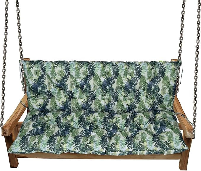 Replacement Cushions for Swing, Swing Cushions 3 Seater Replacement, Waterproof Thicken Washable Pad Cushion for Outdoor Indoor Furniture Swing Patio (Palm Leaves, 40x60 inch)