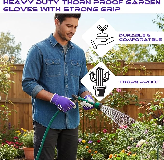 Work Gloves Gardening Breathable Rigger Palm Gardening Gloves Ladies Mens Gripper Utility Leather Thorn Proof