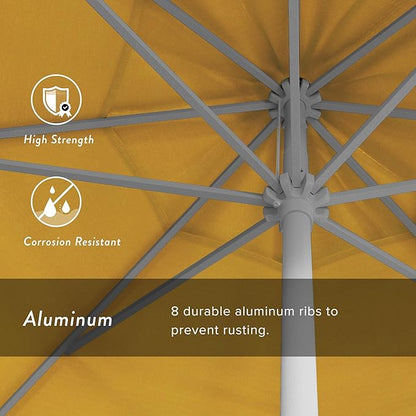 California Umbrella 7.5' Rd Aluminum Patio Umbrella, Crank Lift, Auto Tilt, White Finish