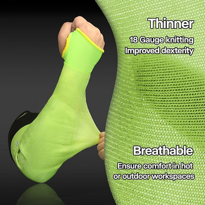 Schwer ANSI A6 Cut Resistant Gardening Sleeves with Thumb Hole, 22 inch Arm Protectors for Thin Skin and Bruising, Arm Guards for Gardening, Repairing, Kitchen, Pet Grooming (1 Pair, Yellow)