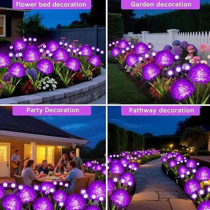 Solar Garden Lights, 8 Pack Solar Purple Swaying Firefly Lights with Flowers, Waterproof Purple Halloween Flowers Light Outdoor for Garden Patio Yard Fall Decoration, Gifts for Women Mother's Day