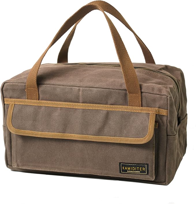 Waxed Canvas 13-Inch Military Style Small Tool Bag, Wide Mouth Bag for Screwdrivers/Wrench/Pliers Hand Tools Storage (Grey)