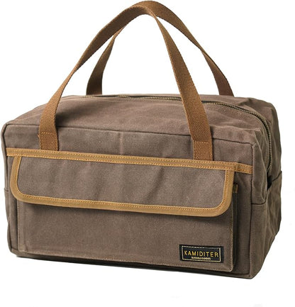 Waxed Canvas 13-Inch Military Style Small Tool Bag, Wide Mouth Bag for Screwdrivers/Wrench/Pliers Hand Tools Storage (Grey)