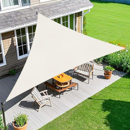 Amagenix Sun Shade Sail 24'X24'X33.9' Curved Edge Outdoor Shade Canopy Cream Breathable 95% UV Block Shade Cloth for Patio Garden Backyard (We Make Custom Size)