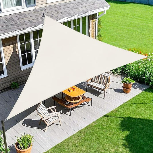 Amagenix Sun Shade Sail 24'X24'X33.9' Curved Edge Outdoor Shade Canopy Cream Breathable 95% UV Block Shade Cloth for Patio Garden Backyard (We Make Custom Size)