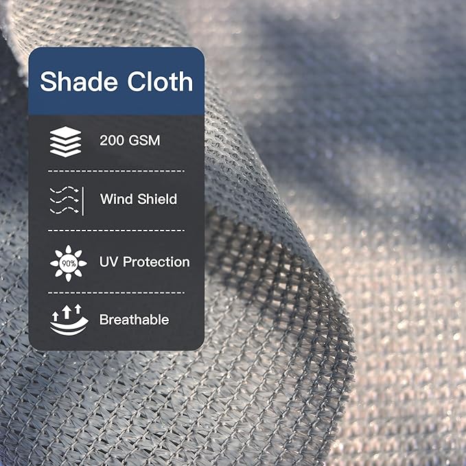 90% Sun Shade Cloth with Grommets, Customizing Outdoor Pergola Shade Cover Canopy, Heavy-Duty Mesh Tarp Patio Sun Screen for Lawn Garden Backyard, 7X23 FT, Grey